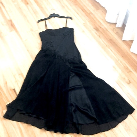 BCBG Silk Black Sexy Leg Slit XS Dress - Picture 5 of 12